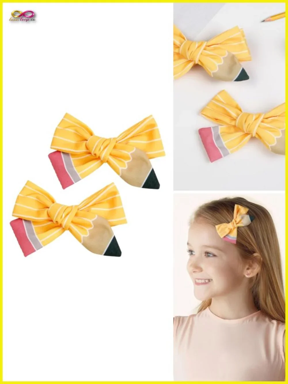 Back to School Pencil Hair Clips Cute Hair Bows for Girls Teacher Student Gift